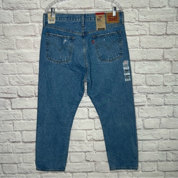 Levi’s 501 Original Cropped Distressed Denim Jeans NWT - Picture 5 of 15